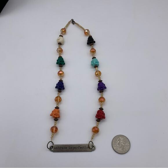 Embrace Imperfection Beaded Colorful Buddha Necklace - Picture 9 of 14